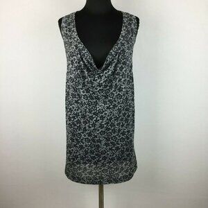 Theory Tank Top Womens L Floral Cowl Drape Neck Casual Workwear Office
